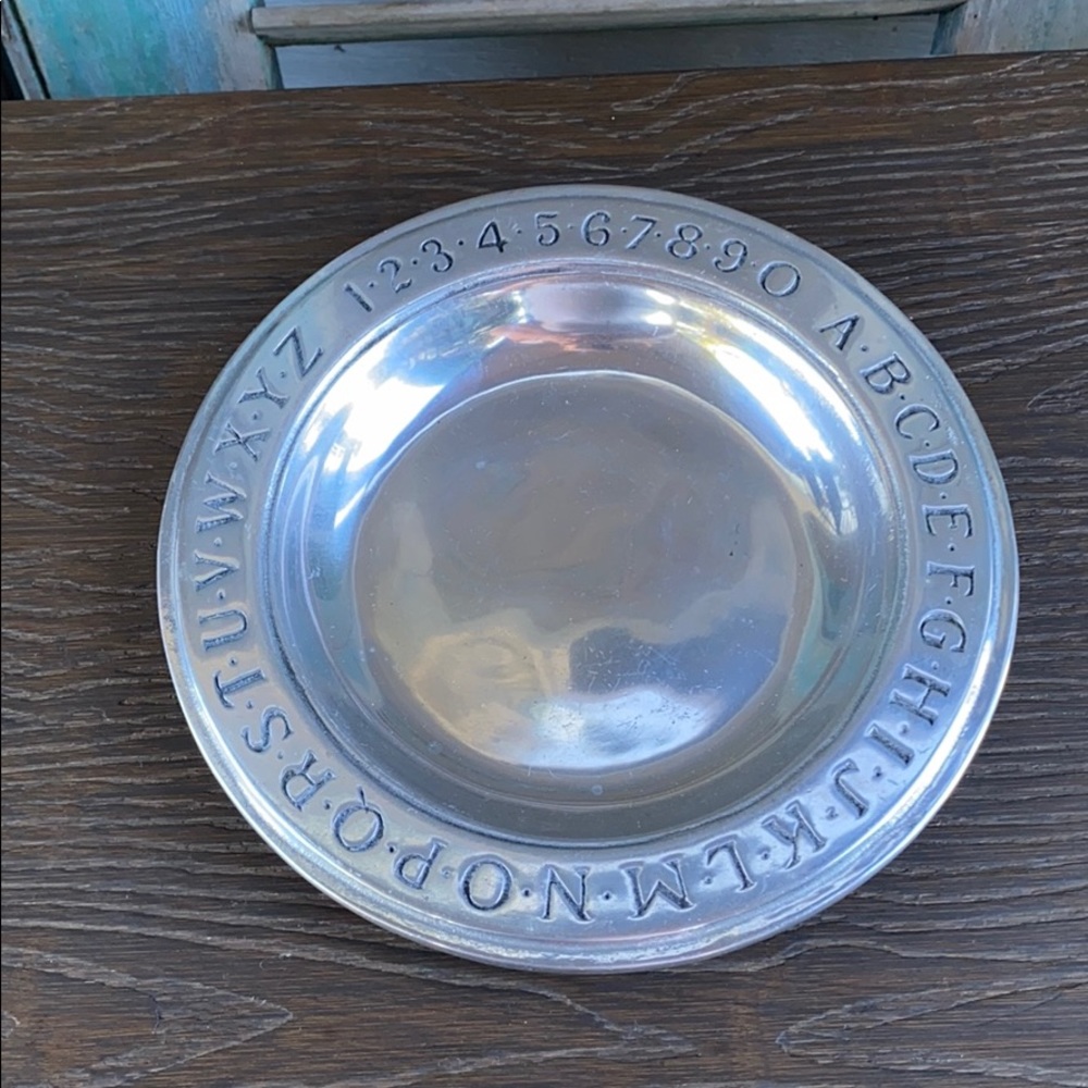 Wilton Pewter ABC 123 9 in kid plate vintage